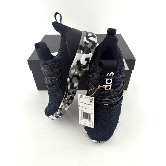 Adidas Kids Black Lite Racer Adapt 7.0 Shoes Size 4 - Picture 7 of 13